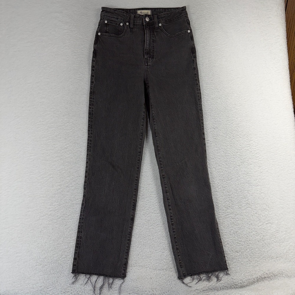 Madewell Curvy Perfect Vintage Straight Jeans Black Denim 27T 27.5x29 Stretch